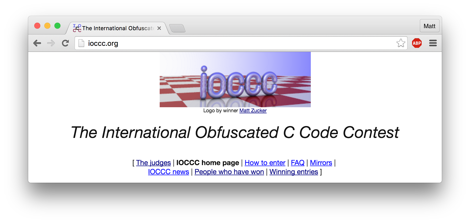 IOCCC webpage screenshot